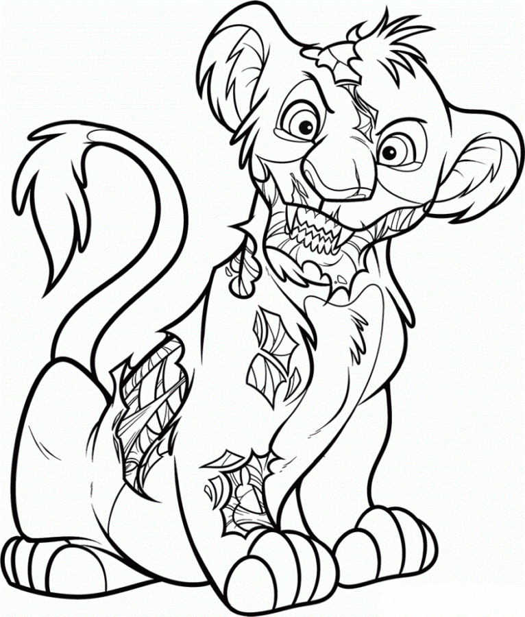 Desenho de Simba para colorir e imprimir: número 2