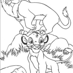 Desenho de Simba para colorir e imprimir: número 4