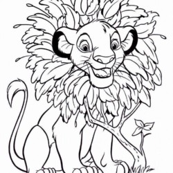 Desenho de Simba para colorir e imprimir: número 5