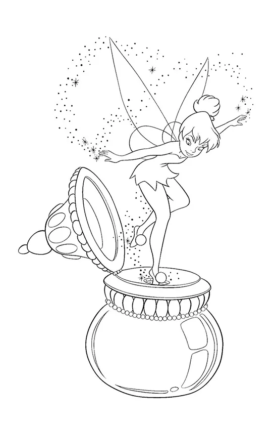 Desenho de Sininho para colorir e imprimir: número 4