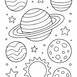Desenho de Sistema Solar para colorir e imprimir: número 3