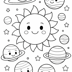 Desenho de Sistema Solar para colorir e imprimir: número 4