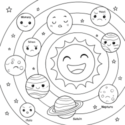 Desenho de Sistema Solar para colorir e imprimir: número 18