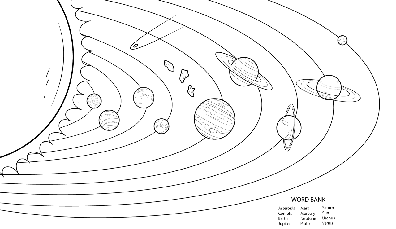 Desenho de Sistema Solar para colorir e imprimir: número 30