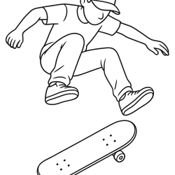 Desenho de Skate para colorir e imprimir: número 1