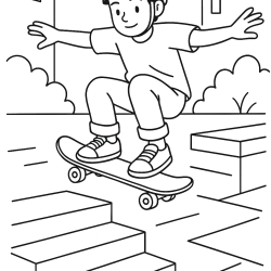 Desenho de Skate para colorir e imprimir: número 4
