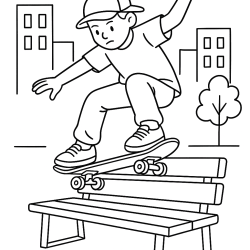 Desenho de Skate para colorir e imprimir: número 16