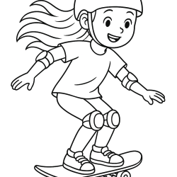 Desenho de Skate para colorir e imprimir: número 17