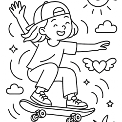 Desenho de Skate para colorir e imprimir: número 20