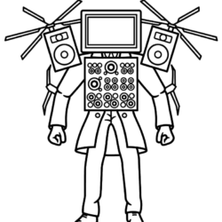 Desenho de Skibidi Toilet para colorir e imprimir: número 5