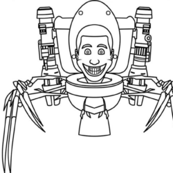 Desenho de Skibidi Toilet para colorir e imprimir: número 6
