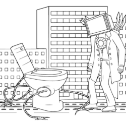 Desenho de Skibidi Toilet para colorir e imprimir: número 9
