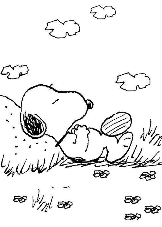 Desenho de Snoopy para colorir e imprimir: número 5