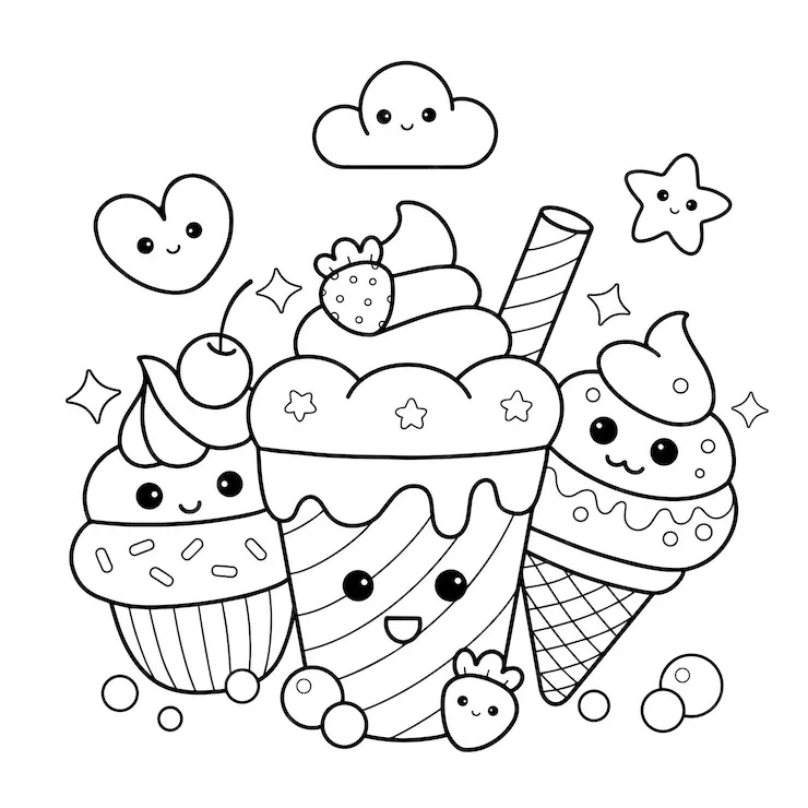 Desenho de Sorvetes para colorir e imprimir: número 7