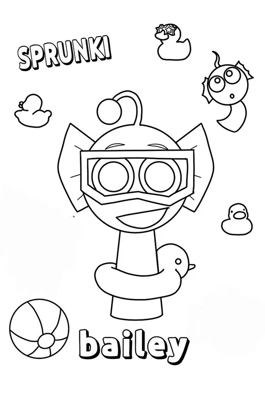 Desenho de Sprunki para colorir e imprimir: número 2
