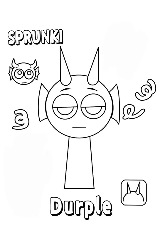 Desenho de Sprunki para colorir e imprimir: número 4