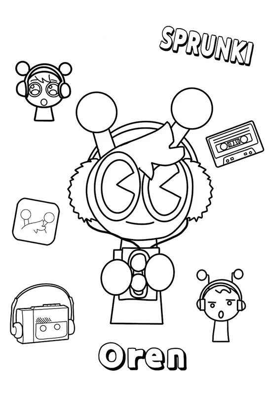 Desenho de Sprunki para colorir e imprimir: número 5