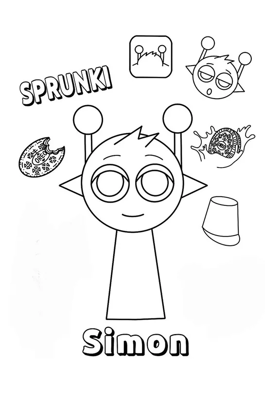 Desenho de Sprunki para colorir e imprimir: número 9