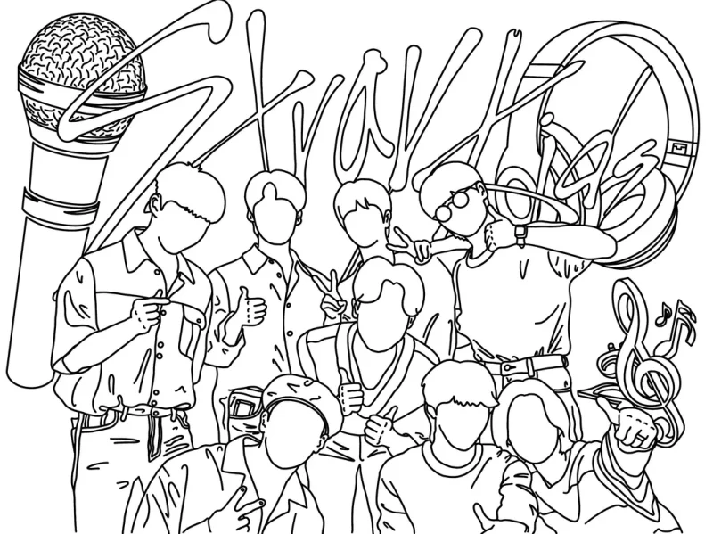 Desenho de Stray Kids para colorir e imprimir: número 1