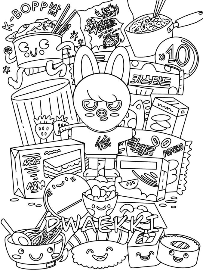 Desenho de Stray Kids para colorir e imprimir: número 4