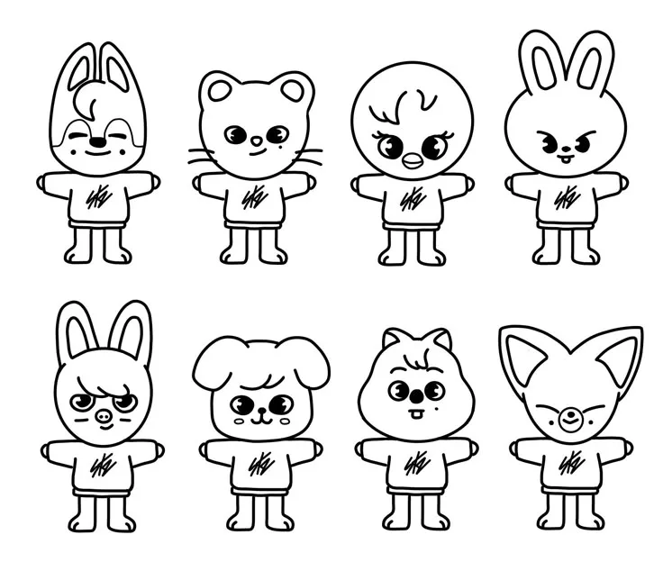 Desenho de Stray Kids para colorir e imprimir: número 8