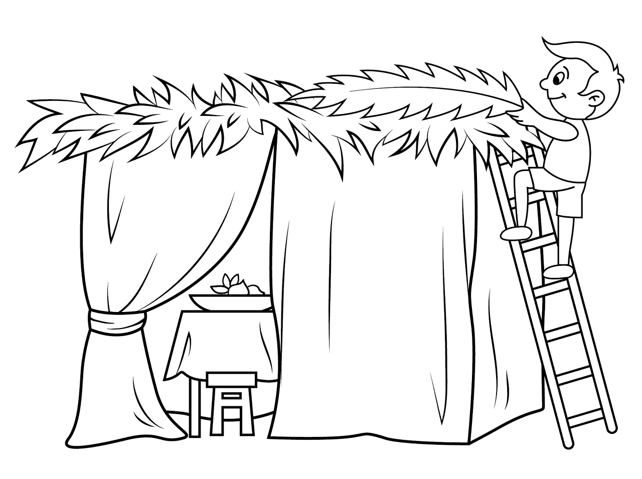 Desenho de Sukkot para colorir e imprimir: número 1