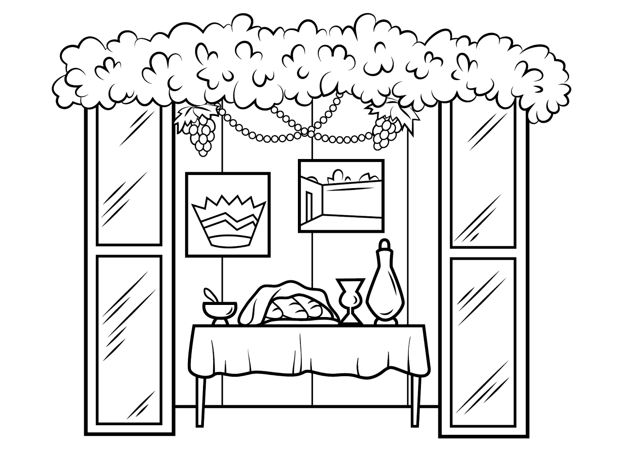 Desenho de Sukkot para colorir e imprimir: número 4