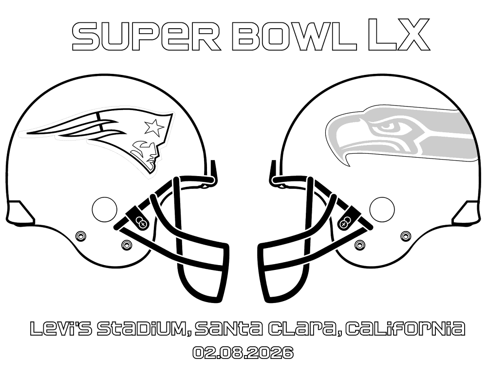 Desenho de Super Bowl Sunday para colorir e imprimir: número 19