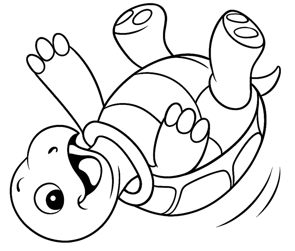 Desenho de Tartaruga para colorir e imprimir: número 2