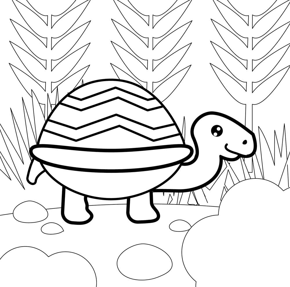 Desenho de Tartaruga para colorir e imprimir: número 7