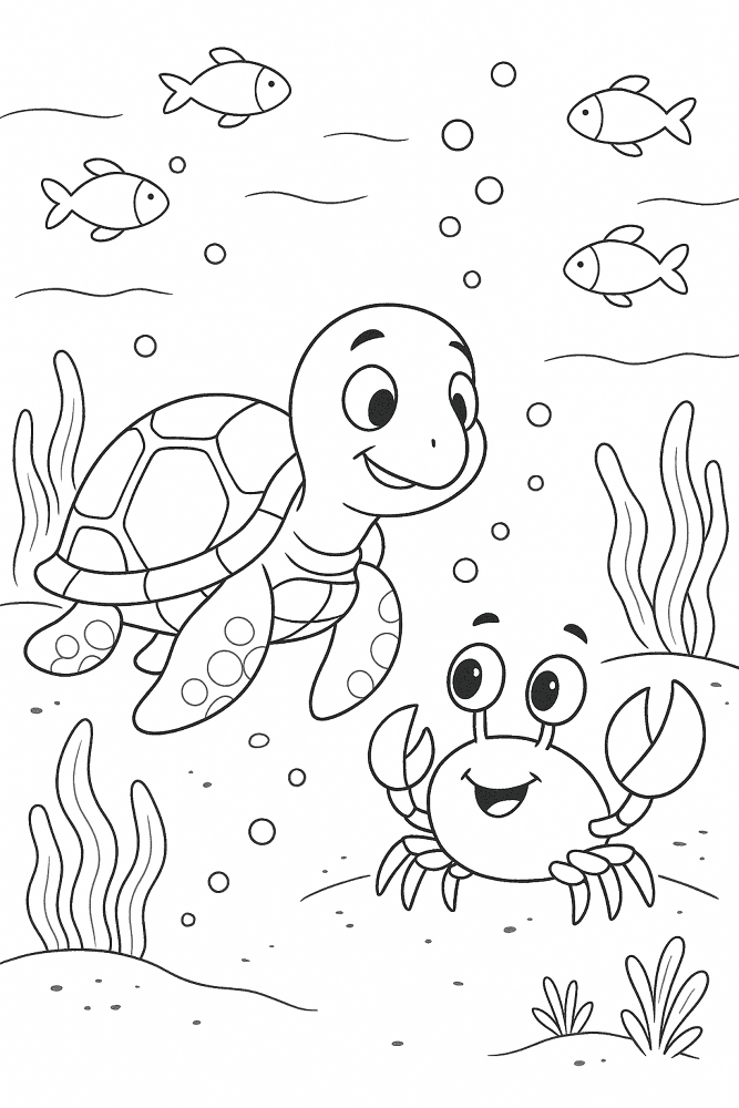 Desenho de Tartaruga para colorir e imprimir: número 12