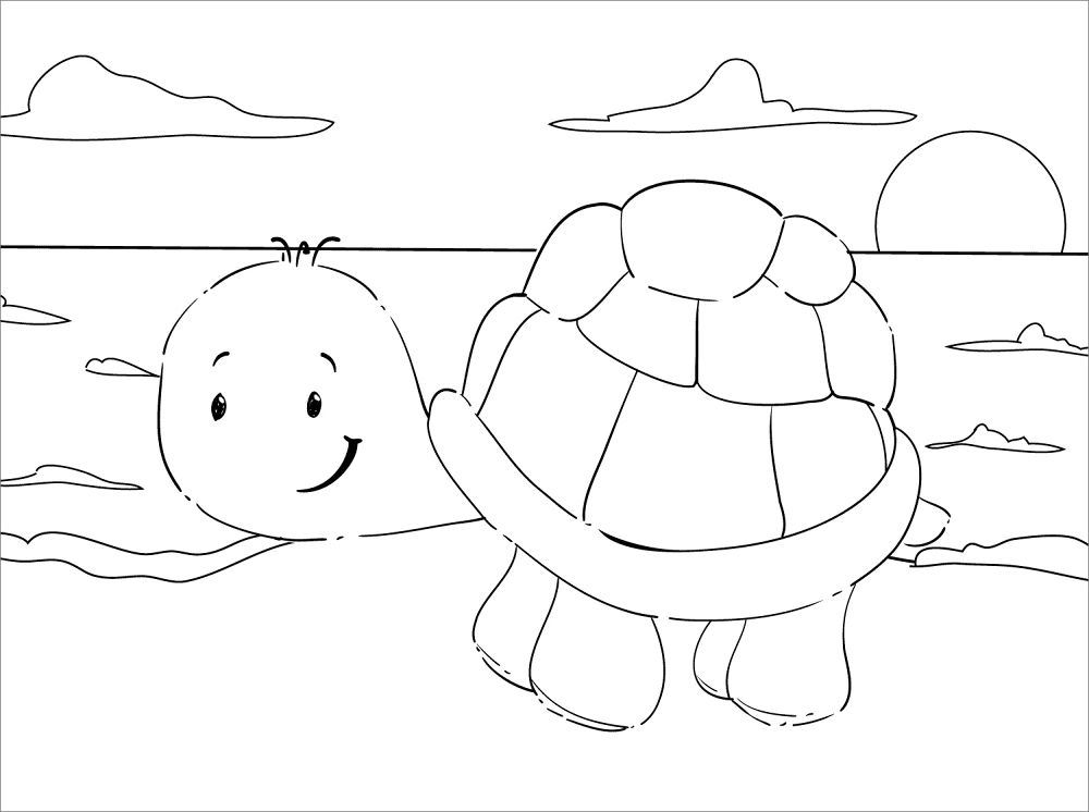 Desenho de Tartaruga para colorir e imprimir: número 25
