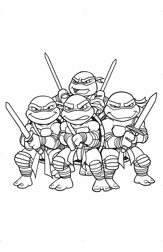 Desenho de Tartarugas Ninja para colorir e imprimir: número 1