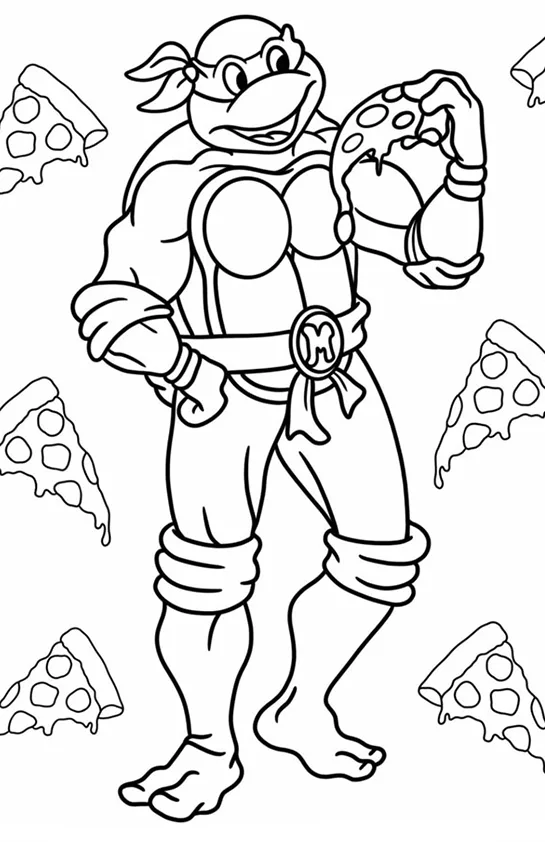 Desenho de Tartarugas Ninja para colorir e imprimir: número 2