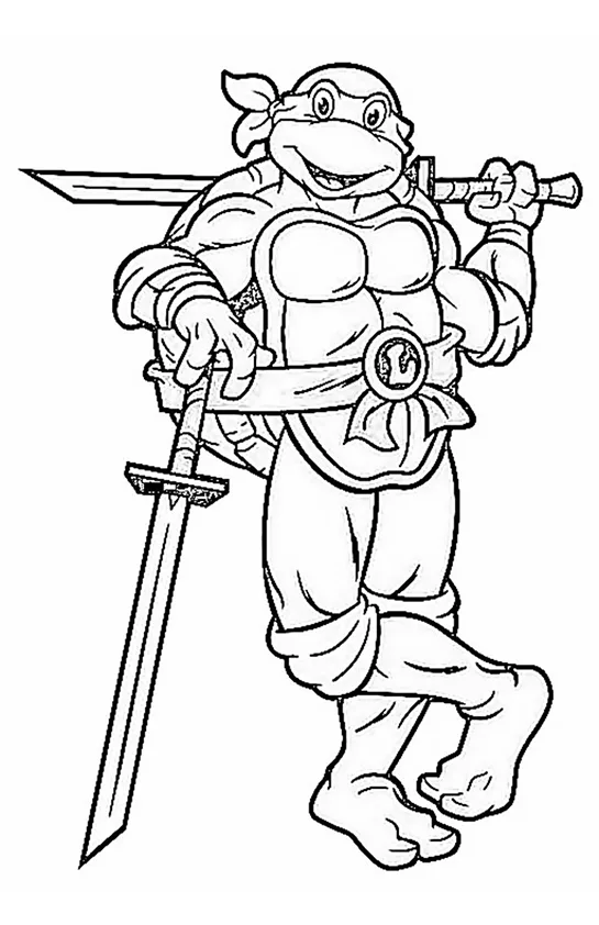 Desenho de Tartarugas Ninja para colorir e imprimir: número 4