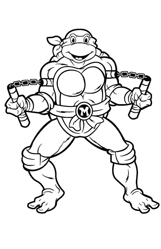 Desenho de Tartarugas Ninja para colorir e imprimir: número 5