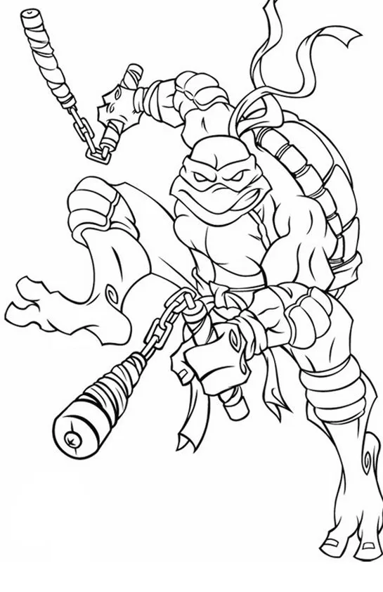 Desenho de Tartarugas Ninja para colorir e imprimir: número 7