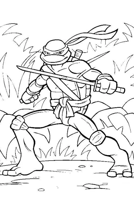 Desenho de Tartarugas Ninja para colorir e imprimir: número 8