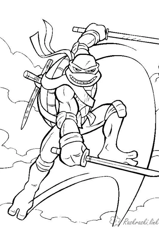 Desenho de Tartarugas Ninja para colorir e imprimir: número 10