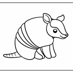 Desenho de Tatu para colorir e imprimir: número 4