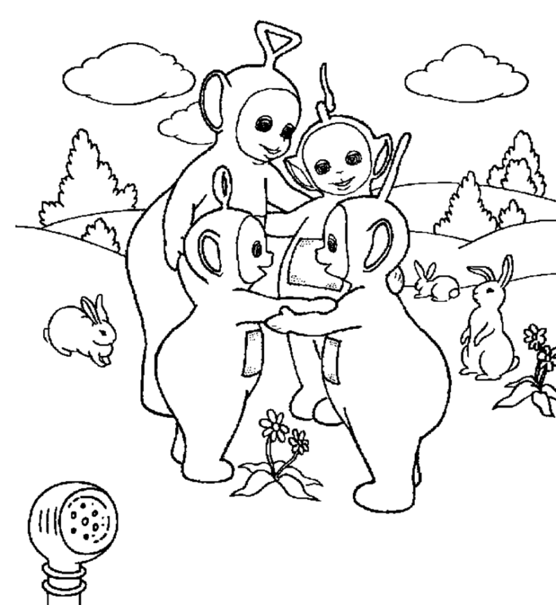 Desenho de Teletubbies para colorir e imprimir: número 5