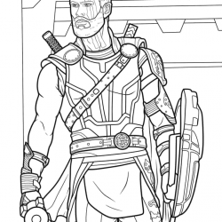 Desenho de Thor para colorir e imprimir: número 3