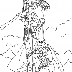Desenho de Thor para colorir e imprimir: número 4