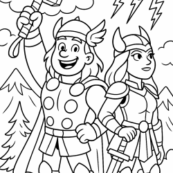 Desenho de Thor para colorir e imprimir: número 9