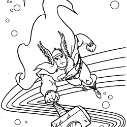 Desenho de Thor para colorir e imprimir: número 14