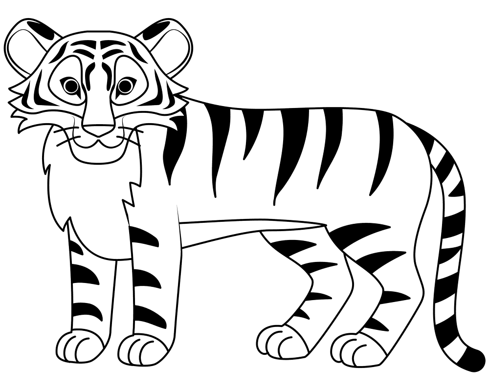 Desenho de Tigres para colorir e imprimir: número 4