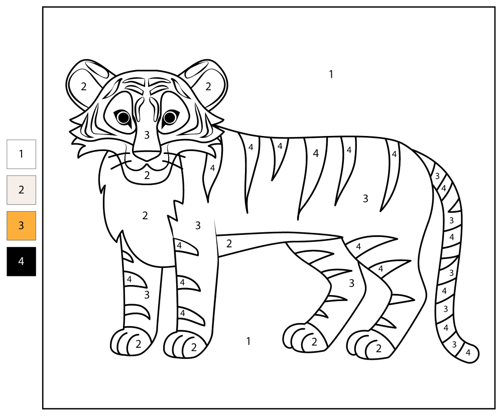 Desenho de Tigres para colorir e imprimir: número 15
