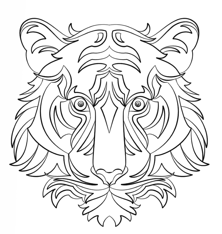 Desenho de Tigres para colorir e imprimir: número 18
