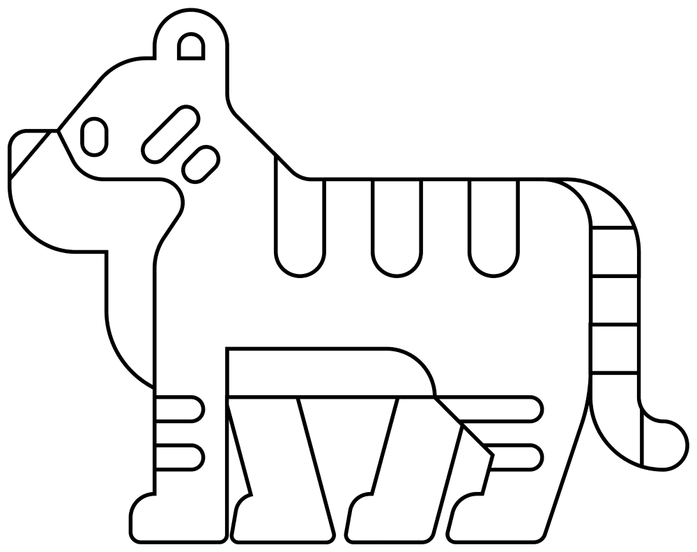 Desenho de Tigres para colorir e imprimir: número 23