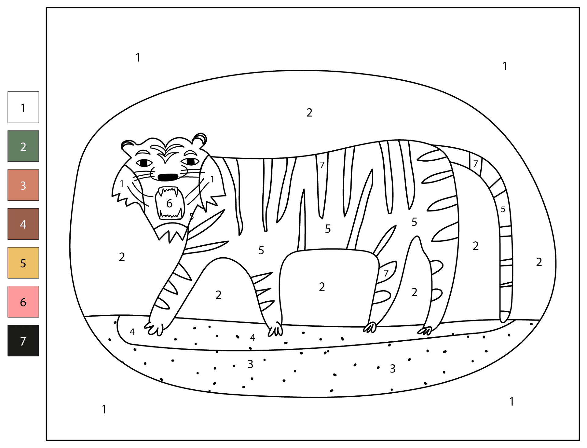 Desenho de Tigres para colorir e imprimir: número 39
